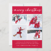 Vrolijk kerstfeest | Moderne vier foto Feestdagenkaart (Voorkant)