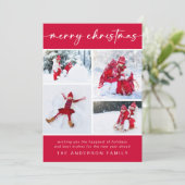 Vrolijk kerstfeest | Moderne vier foto Feestdagenkaart (Staand voorkant)