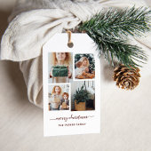 Vrolijk kerstfeest | Moderne vier fotocollage Cadeaulabel