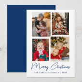 Vrolijk kerstfeest | Moderne vier fotocollage Feestdagenkaart (Voorkant / Achterkant)