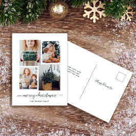 Vrolijk kerstfeest | Moderne vier fotocollage Feestdagenkaart