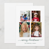 Vrolijk kerstfeest | Moderne vier fotocollage Feestdagenkaart (Voorkant / Achterkant)