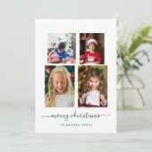 Vrolijk kerstfeest | Moderne vier fotocollage Feestdagenkaart (Staand voorkant)