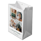 Vrolijk kerstfeest | Moderne vier fotocollage Medium Cadeauzakje (Voorkant Gekanteld)