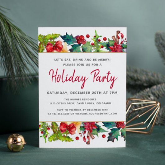 Vrolijk kerstfeest Moderne Waterverf feestdag Kaart