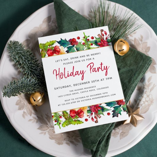 Vrolijk kerstfeest Moderne Waterverf feestdag Kaart