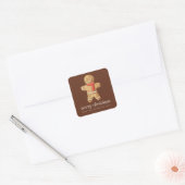 Vrolijk Kerstfeest Moderne Waterverf Gingerbread M Vierkante Sticker (Envelop)