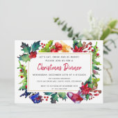 Vrolijk kerstfeest Moderne Waterverf kerstdiner Kaart (Staand voorkant)