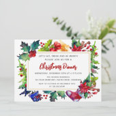 Vrolijk kerstfeest Moderne Waterverf kerstdiner Kaart (Staand voorkant)
