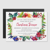 Vrolijk kerstfeest Moderne Waterverf kerstdiner Magnetische Uitnodiging (Voorkant / Achterkant)