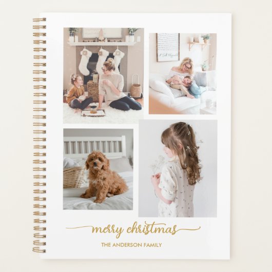 vrolijk kerstfeest | Moderne, Witte Vier Fotocolla Planner (Voorkant)