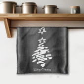 Vrolijk Kerstfeest Moderne Zwarte Streep Gepersona Theedoek