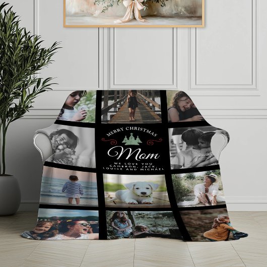 Vrolijk Kerstfeest Moeder Moderne Familie Fotocoll Fleece Deken