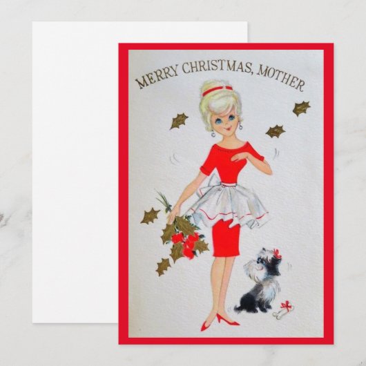 Vrolijk Kerstfeest Moeder Vakantie Kaart (Voorkant / Achterkant)