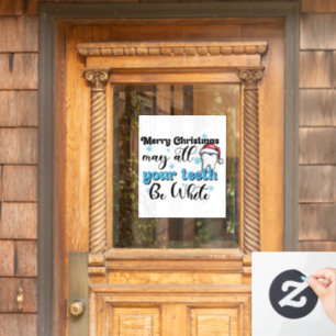 Vrolijk kerstfeest, mogen al uw tanden wit zijn raamsticker