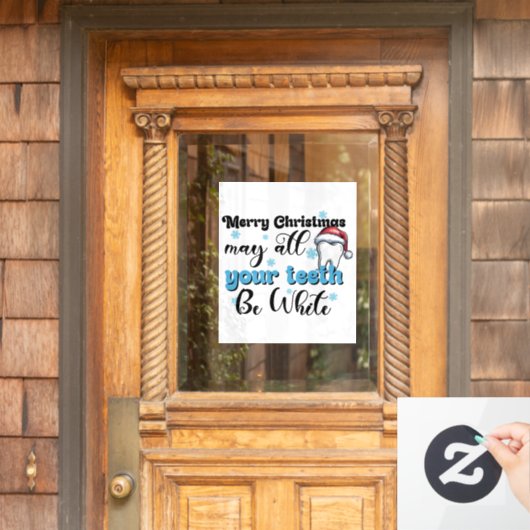 Vrolijk kerstfeest, mogen al uw tanden wit zijn raamsticker (Huis Deur)