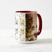 Vrolijk kerstfeest mokken 2025 kastanjebruin kleur (Voorkant rechts)