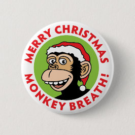 Vrolijk kerstfeest Monkey Breath Ronde Button 5,7 Cm