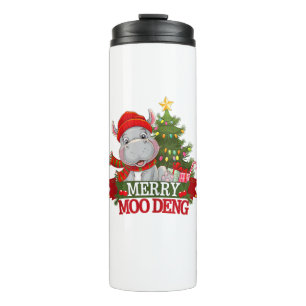 Vrolijk Kerstfeest Moo Deng Christmas Baby Hippo S Thermosbeker