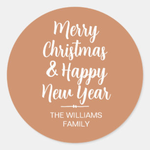 Vrolijk kerstfeest, mooi nieuwjaar envelop ronde sticker