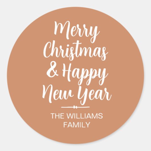 Vrolijk kerstfeest, mooi nieuwjaar envelop ronde sticker (Voorkant)