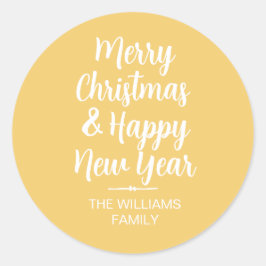 Vrolijk kerstfeest, mooi nieuwjaar envelop ronde sticker