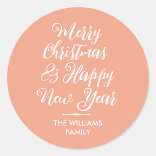 Vrolijk kerstfeest, mooi nieuwjaar envelop ronde sticker