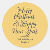 Vrolijk kerstfeest, mooi nieuwjaar envelop ronde sticker (Voorkant)