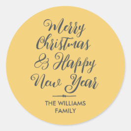 Vrolijk kerstfeest, mooi nieuwjaar envelop ronde sticker