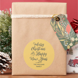 Vrolijk kerstfeest, mooi nieuwjaar envelop ronde sticker