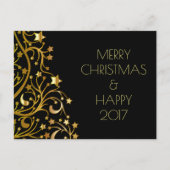 Vrolijk kerstfeest, mooi nieuwjaar gouden sterren  feestdagenkaart (Voorkant)