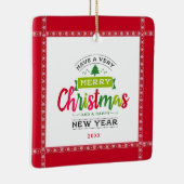 Vrolijk kerstfeest, mooi nieuwjaar keramisch ornament (Rechts)