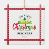 Vrolijk kerstfeest, mooi nieuwjaar keramisch ornament (Achterkant)