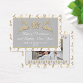 Vrolijk kerstfeest, mooi nieuwjaar naam grijs goud visitekaartje (Bureau)