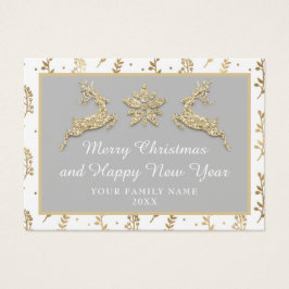 Vrolijk kerstfeest, mooi nieuwjaar naam grijs goud visitekaartje