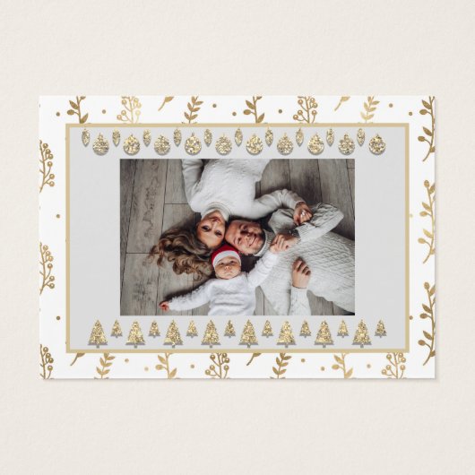 Vrolijk kerstfeest, mooi nieuwjaar naam grijs goud visitekaartje (Achterkant)