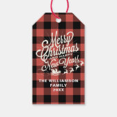 Vrolijk kerstfeest, mooi nieuwjaar rood cadeaulabel (Voorkant)