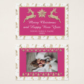 Vrolijk kerstfeest, mooi nieuwjaar Roze Gold Visitekaartje (Voorkant /achterkant)