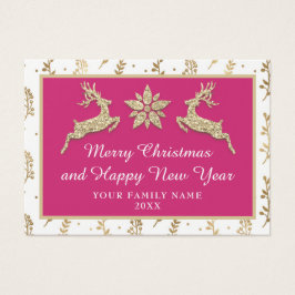Vrolijk kerstfeest, mooi nieuwjaar Roze Gold Visitekaartje