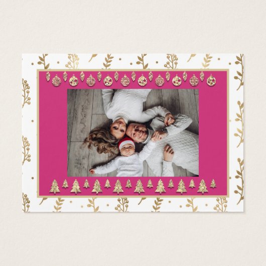 Vrolijk kerstfeest, mooi nieuwjaar Roze Gold Visitekaartje (Achterkant)