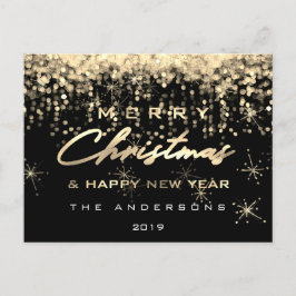 Vrolijk kerstfeest, mooi nieuwjaar zwart gouden la briefkaart