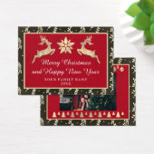 Vrolijk kerstfeest, mooi nieuwjaar, zwart rood visitekaartje (Bureau)