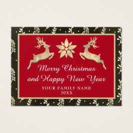 Vrolijk kerstfeest, mooi nieuwjaar, zwart rood visitekaartje