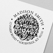 Vrolijk kerstfeest, mooi nieuwjaars koffieadres  zelfinktende stempel