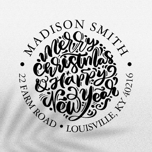 Vrolijk kerstfeest, mooi nieuwjaars koffieadres zelfinktende stempel