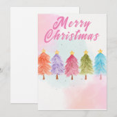 vrolijk kerstfeest mooie waterverftekeningen bomen feestdagenkaart (Voorkant / Achterkant)