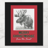 Vrolijk kerstfeest MOOSE Wijn Etiket (Enkel label)
