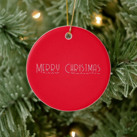 Vrolijk Kerstfeest & Morse Code Rood Wit Vakantie Keramisch Ornament (Boom)