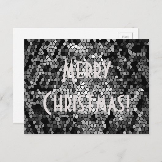 Vrolijk kerstfeest! Mosaic Stone Glass White Feestdagenkaart (Voorkant / Achterkant)