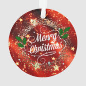 Vrolijk kerstfeest, mousserend rood en goud, ornament (achterkant)